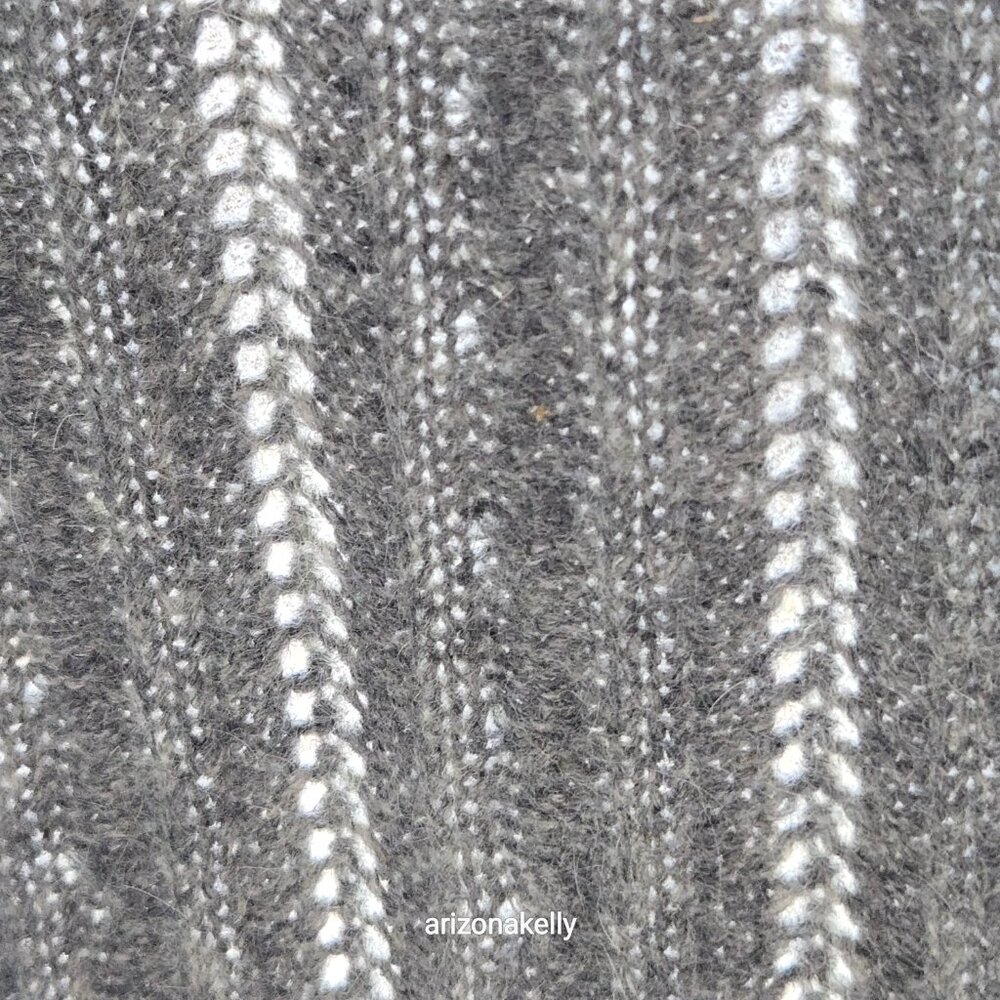 Lauren Ralph Lauren Lambswool Angora Scarf Cable Diamond Poinetlle Grey - Picture 9 of 14